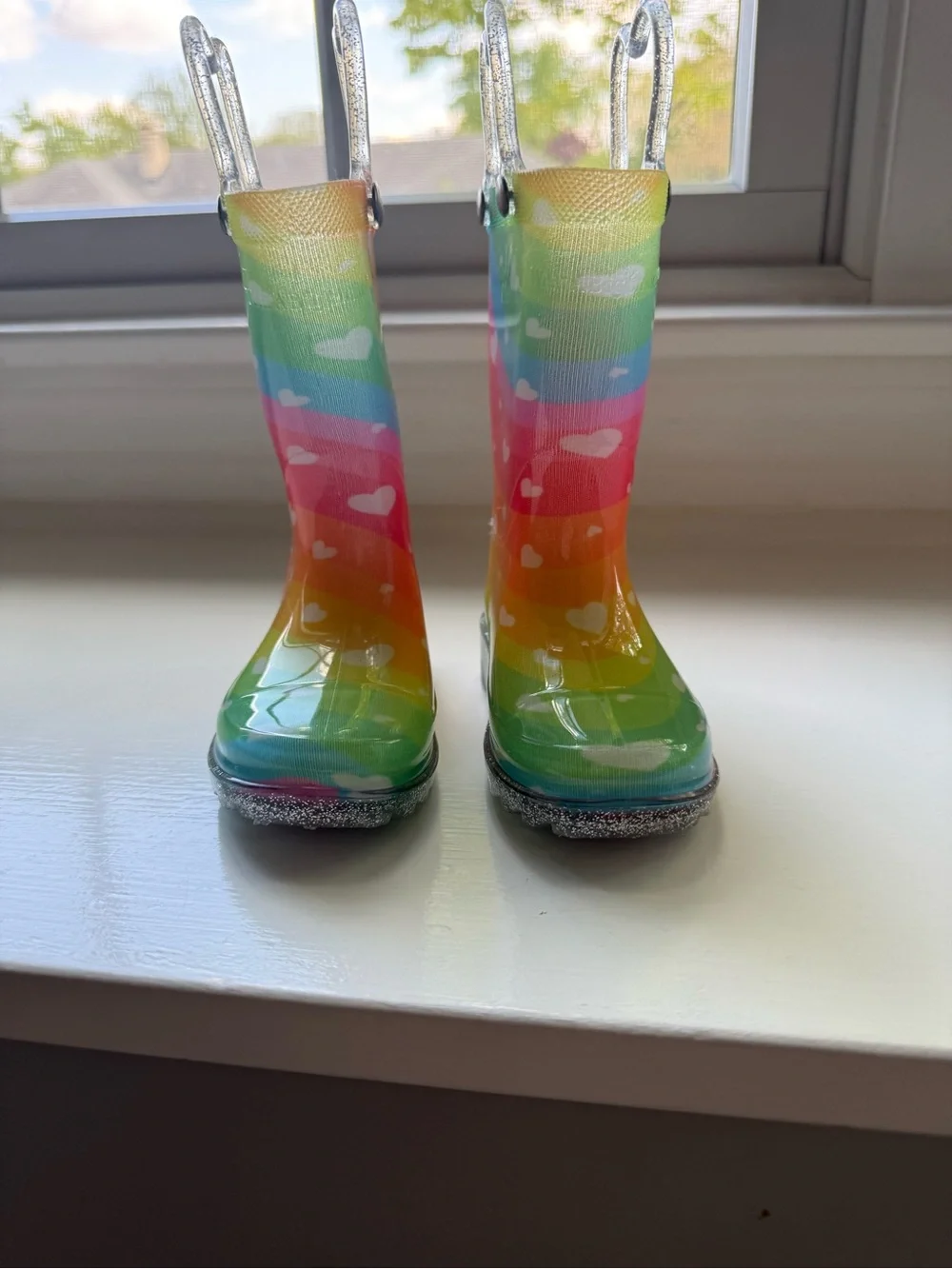 Toddler Light-up Rainbow Heart Rain Boots